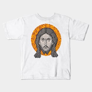 Icon of Christ 16bit - Pixel Art Gold Stone Kids T-Shirt